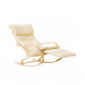 Chaise longue à bascule crème à coussin de tête et cadre beige