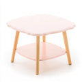 Table d'appoint rose pâle à plateau carré arrondi et tablette basse